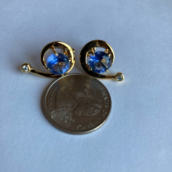 Ross Simons gold over sterling silver blue stone earrings - Picture 5 of 7